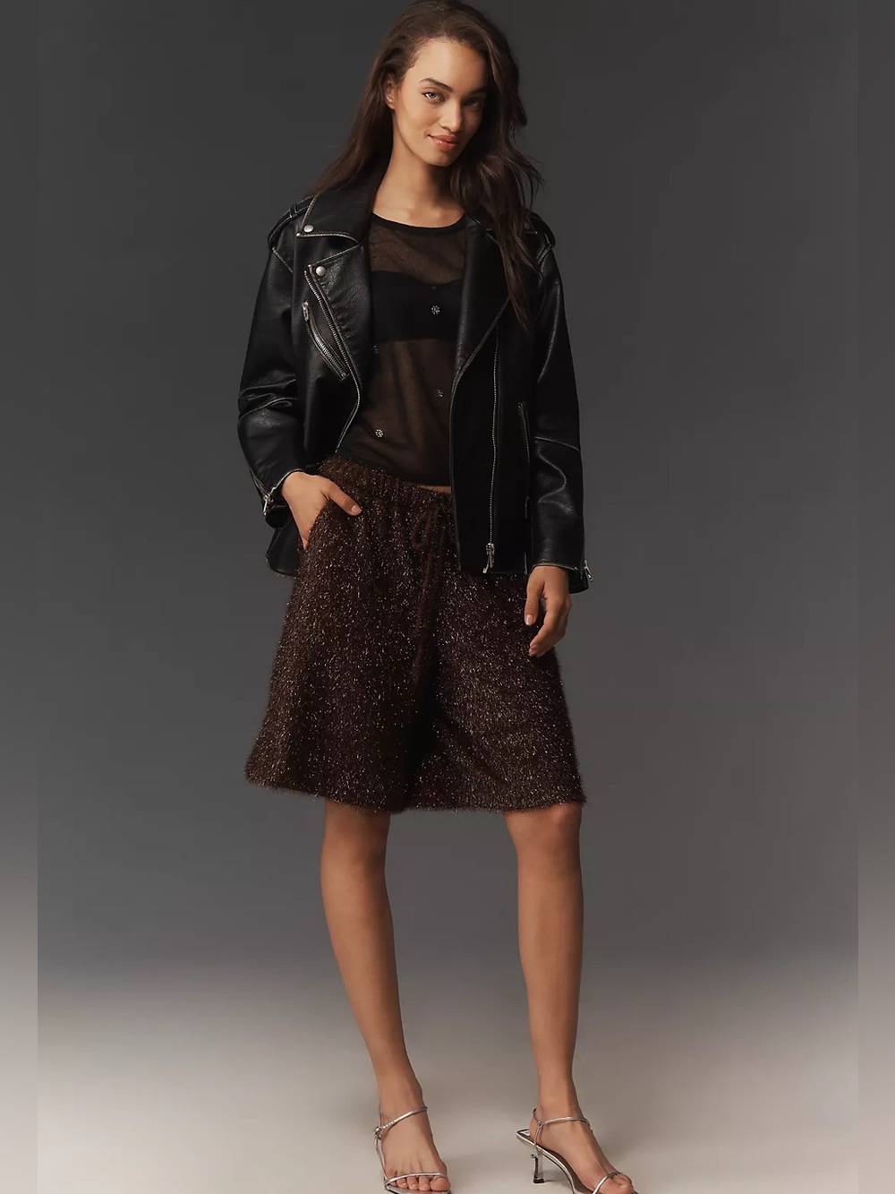 Anthropologie Maeve Tinsel High Rise Long Shorts NWT
